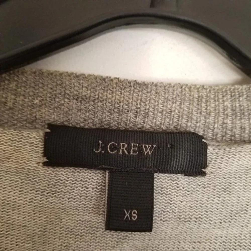 J. Crew Heather Gray Lightweight Merino Wool Cotton Knit Long Sleeve Sweater XS